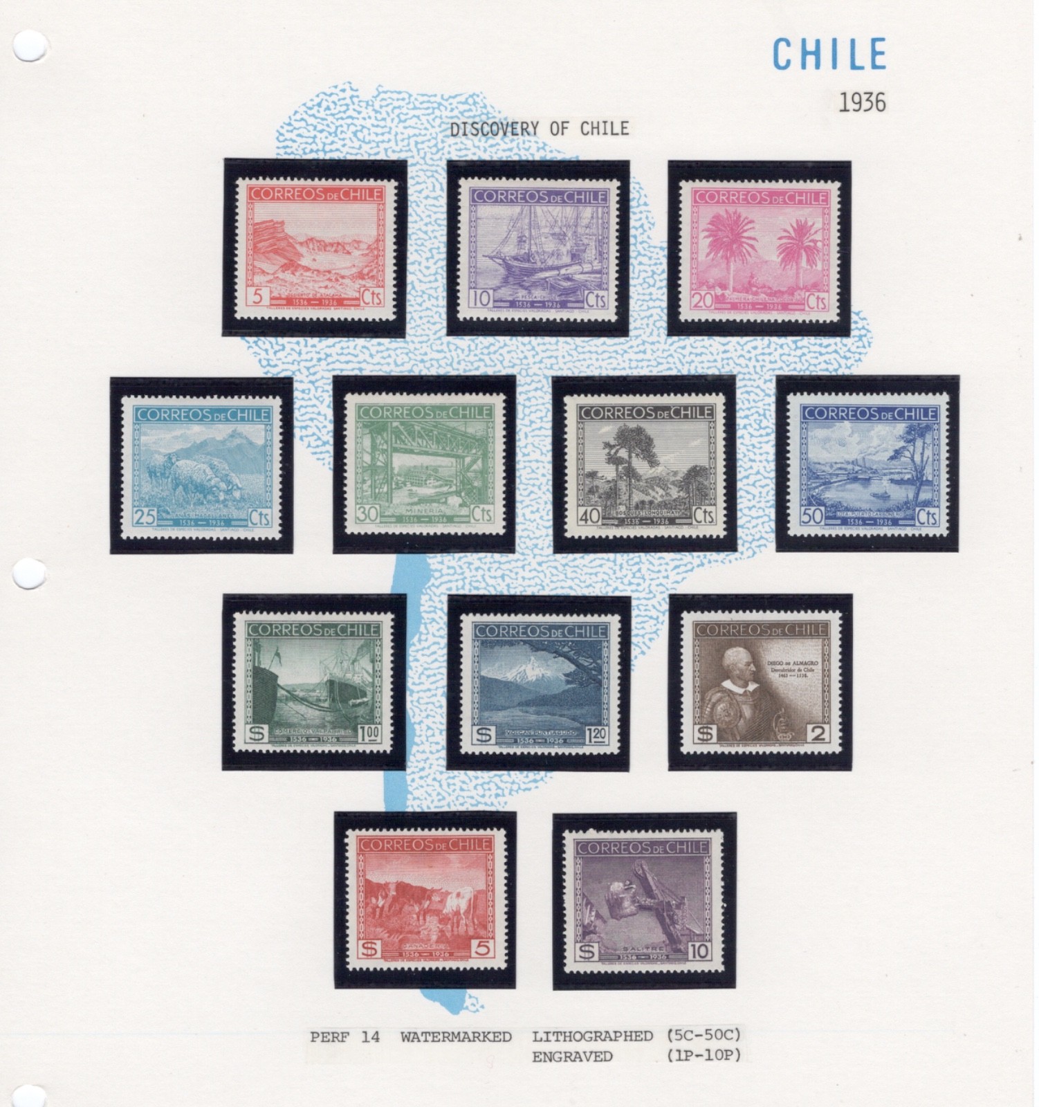 CHILE STAMPS SCOTT'S NO. 186-197 400th ANNIVERSARY OF DISCOVERY - VERY NICE -OG