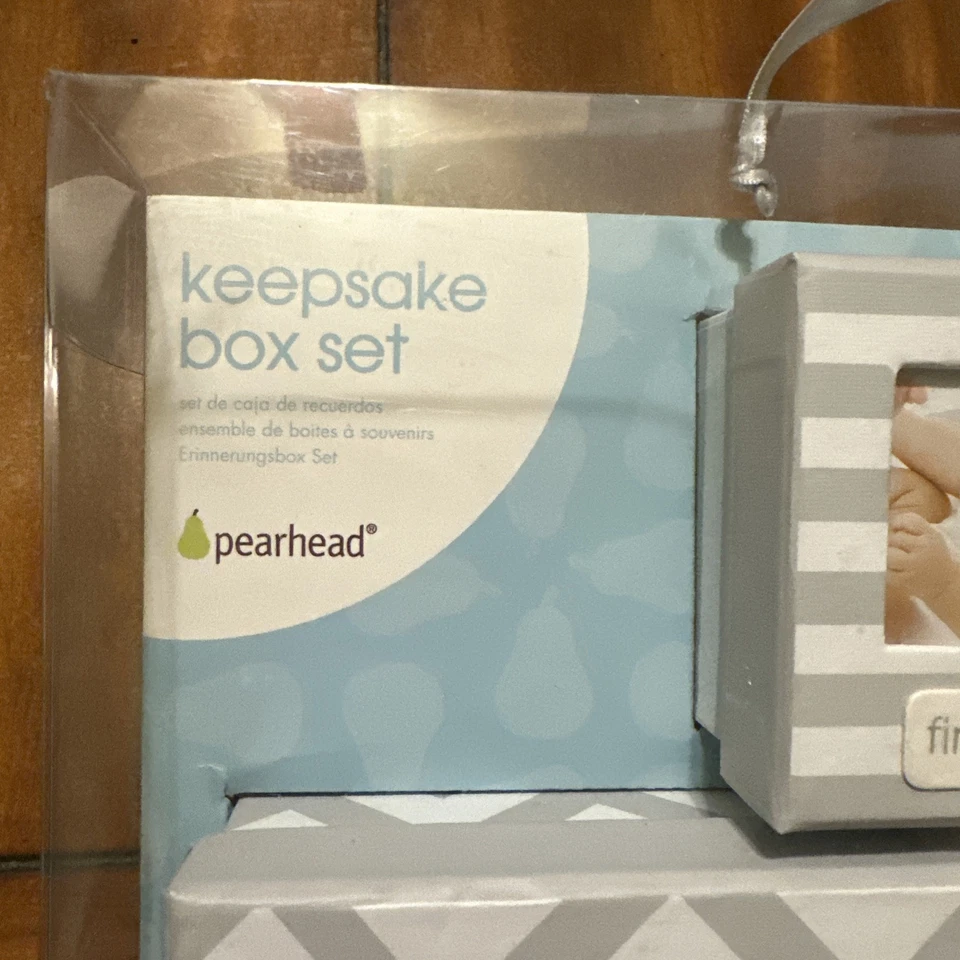 NUEVO Juego de caja de recuerdo de hitos para bebés de Pearhead Blue-1er diente/rizo/certificado de nacimiento Foto 2 de 4