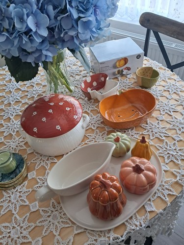 NEXT Autumn Friends Orange Pumpkin Mushroom Nibble Chip Dip Serving Bowls Set 3 - Picture 8 of 14