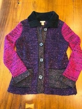 90s boho patchwork chenille collared cardigan women s medium