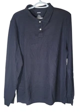 Black Long Sleeve Polo Button Collar Sonoma Large Street Wear Golf Sports C5/2