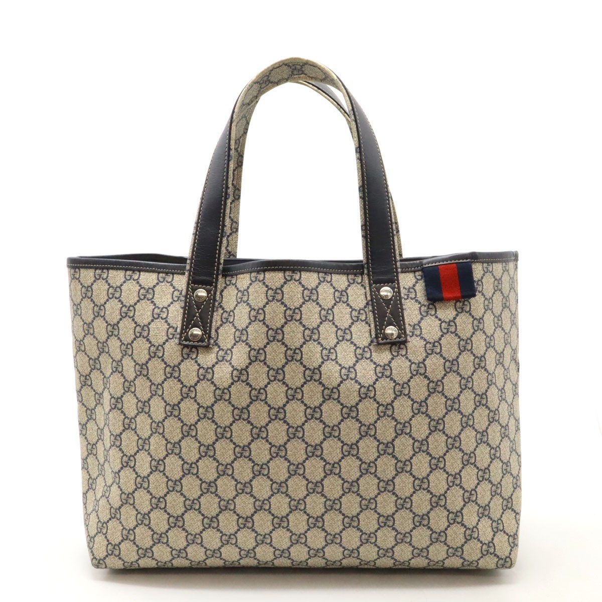 GUCCI GG Supreme Shelley Line New Selleria PVC Leather Tote Shoulder Bag