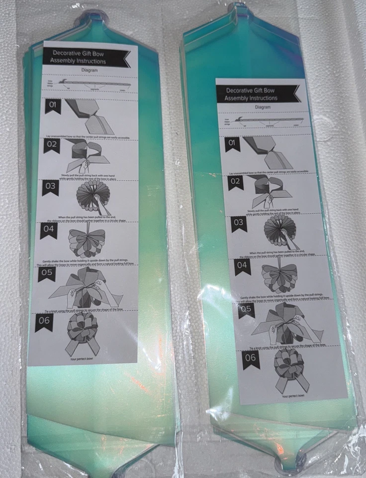 "2PK 14"" Metálico Grande Tirador Arco Regalo Envoltura Arcos Cinta Transparente/Blanco/Plateado" Foto 3 de 4