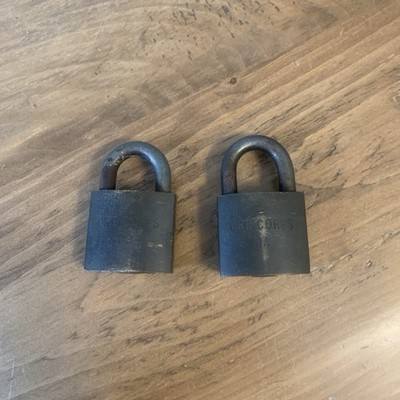 2 Vintage Old Ord Corps DA  Eagle Lock Co Padlock Lock No Keys