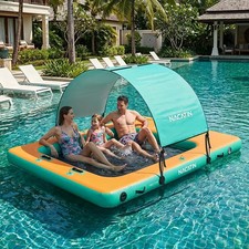 Summer Swimming Inflatable Floating Dock With Sunshade For Pool Beach