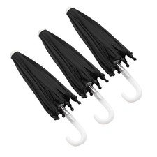 Mini Umbrellas for Doll, 3pcs Doll Umbrella Miniature Black Adjustable Umbrel...