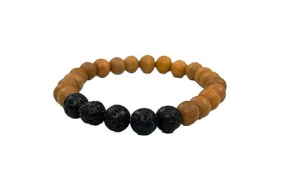 White Sandalwood & Lava Stone Bracelet 8MM Beads Stretchable Unisex