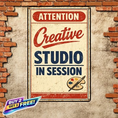 Artist Work Zone Metal Sign Creative Studio Wall Art Plaque 8x12