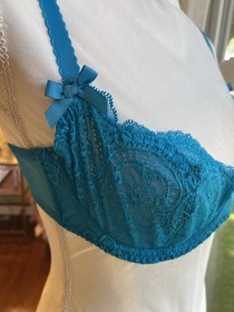 L'Agent Bra by Agent Provocateur 36D Bra Lace Electric Blue Underwire Bows LORNA
