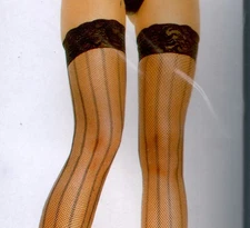 VERTICAL STRIPE  FISHNET LACE TOP THIGH HIGH STOCKING BY LEG AVENUE HARD TO FIND