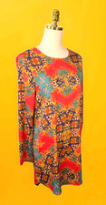 Anthropologie Everly M NWOT Boho Aztec Print Long Sleeve Shift Dress USA Made