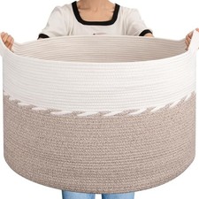 125L Extra Large Blanket Basket, 25" x 16", Jumbo 25" x 25" x 16" Brown