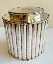 Beautiful antique Georgian Old Sheffield plate monogrammed fluted tea caddy