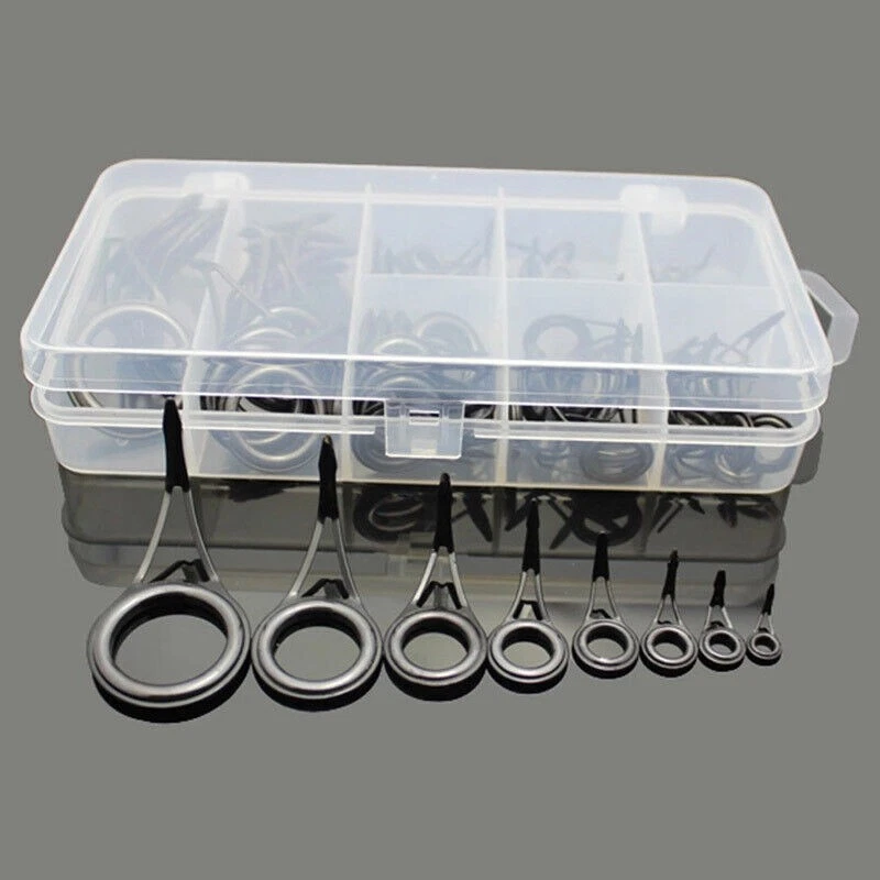 75 Pcs Mixed Size Fishing Rod Guide Tip Kit Eye Rings Stainless Steel Repair Set - Image 2 of 4