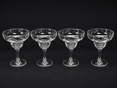 Vintage Libbey Clear Margarita Glasses Heavy Barware Wide Rim Set of 4