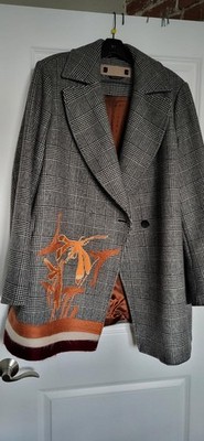 Marina Rinaldi by Stella Jean $2750 checked wool blazer coat, size MR29 / W20