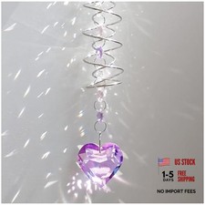 Purple Double-Spiral Sun Catchers for Windows - Big Heart Crystal Sun Catchers