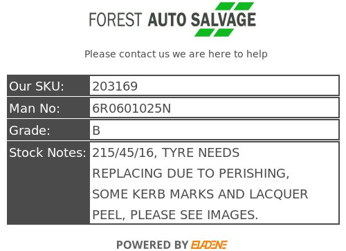 VOLKSWAGEN POLO SE TSI Alloy Wheel & Tyre 6R0601025N - Picture 16 of 19