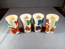 Hippie Butterflies Highball Drinking Cups  DEKA Plastic Colorful Vintage 4