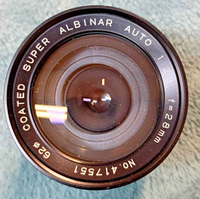 Coated Super Albinar Auto 1:2.8 F=28mm lens #417551 Korea