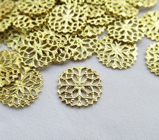200pcs Brass Stamping Filigree 12.5mm Round Jewelry Decoration Findings