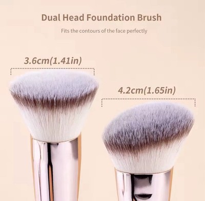 2PCS Double-Ended Makeup Brush Set Pink Foundation Contour Blending Brush