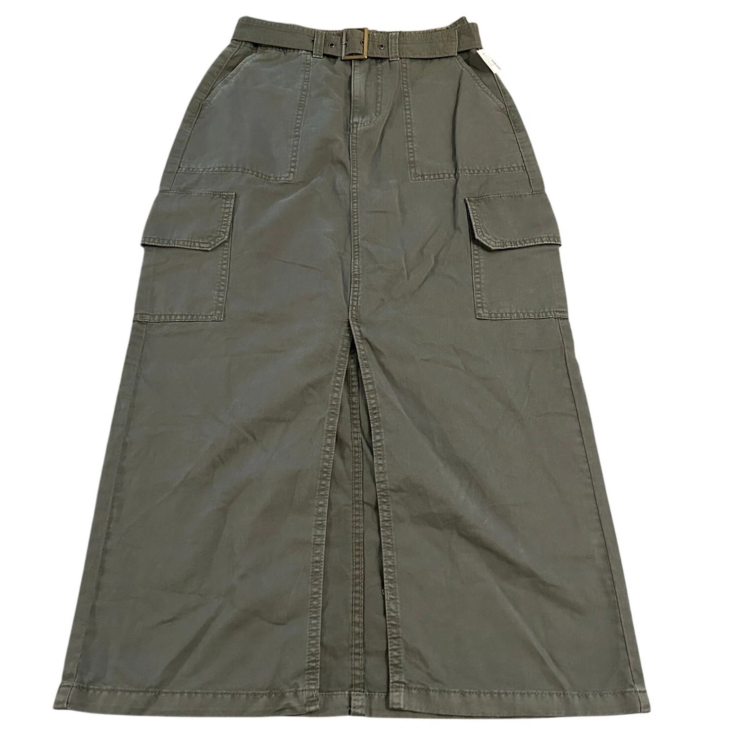 Maurices Maxi Cargo Skirt Womens 0 Olive Green Utility Indie Streetwear Retro