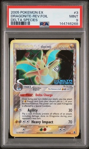 2005 POKEMON EX DELTA SPECIES #3 DRAGONITE-REVERSE FOIL PSA 9