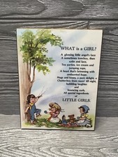 Little Girls What is a Girl Retro Wall Plaque 1979 Russ Berrie USA 7  X 9  