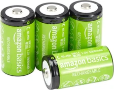 Amazon Basics Rechargeable C Cell Batteries, 4-Pack, NiMH, 5000 mAh,... 