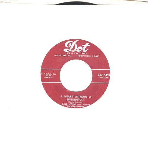 GALE STORM:     NOW IS THE HOUR / A HEART WITHOUT A SWEETHEART .. 45 RPM 7969
