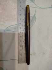 Parker Falcon 50 Brown Metal Medium Point Nib Fountain Pen USA 