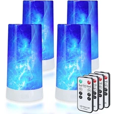 4X LED Flame Effect Light , USB Rechargeable 4 Modes Flickering Flame Candle ...