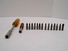Two Nut Drivers 7 1/3" & 3.5" W/ 14 Assorted Head Attachments Bits Hand Tools 