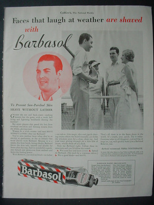 1932 Tennis Player Barbasol Shaving Cream Vintage Print Ad 12233