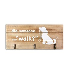 Dog Mom Gifts Leash Holder Home Sign - Farmhouse Wall Decor with Hooks - Funn...