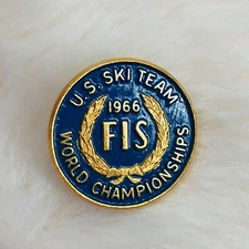 Vtg US Ski Team 1966 FIS World Championships Enamel Lapel Pin