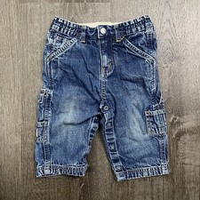 Baby Gap Boys Jeans Straight Leg Denim Cargo Pocket Blue Size 12-18 months