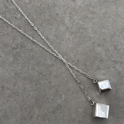 TAXCO .925 STERLING SILVER CUBES LARIAT PENDANT NECKLACE | Mexican Jewelry
