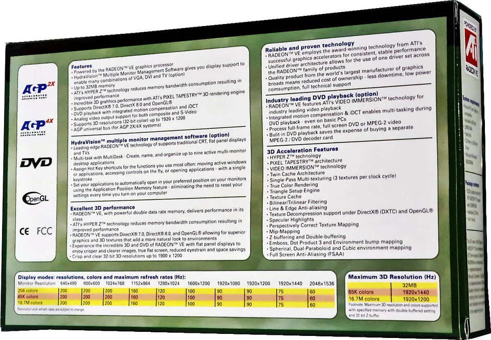 ATI Radeon VE, 2X/4X AGP, 32mb w/TV Out, Vintage, New! Mint in Sealed Box! MISB - Image 3 of 4