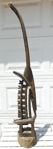 VINTAGE African Chi Wara Bambara Mali 50" tall w hair, cotton & basket Cap -LOOK