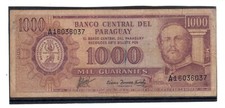Paraguay Billet 1000 Guaranies L.1952  P201a  RARE  VF