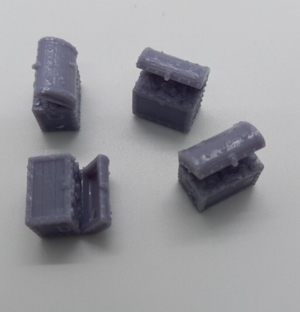 Dungeons & Dragons 4 Open Gold Treasure Chests 3D Printed Resin Models Roleplay