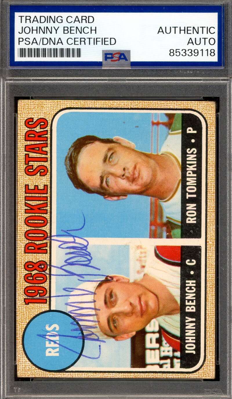 Johnny Bench PSA DNA Vintage Signed 1968 Topps Rookie Stars Autograph