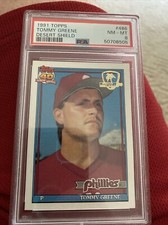 1991 Topps Desert Shield #486 TOMMY GREENE PSA 8 PHILLIES