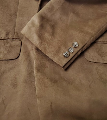 Concepts by Claiborne Sport Coat Jacket 44R Faux Suede Two Button Tan Microfiber - Picture 8 of 12