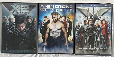 3 X-Men DVDs. X-Men Origins Wolverine, X2 X-Men United, X-Men The