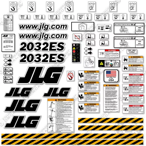 Fits JLG 2032ES Decal Kit Scissor Lift - Warning Sticker Set Logos - 3M Vinyl!