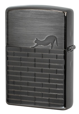 ジッポ　キャットウォーク柄 Zippo Cat Walk Black Nickel Plating Both Sides Etching Japan