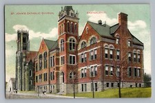 Canton Ohio OH St Johns Catholic Church Antique Postcard 1907-15